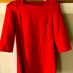 ZARA Red Long Sleeve A-Line Dress XS
